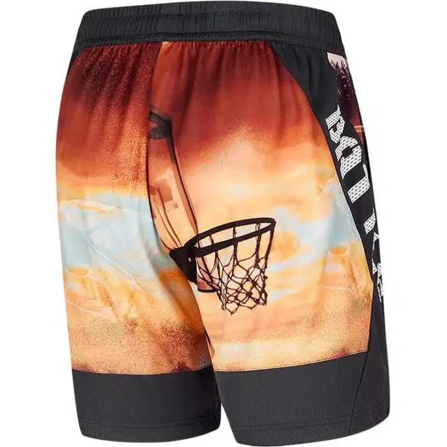 乔丹 男子训练系列 运动百搭休闲五分篮球裤 男款 彩色照片印花/黑砂灰