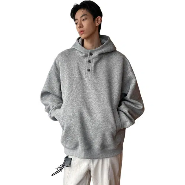 佐菲利 美式重磅潮牌宽松休闲连帽纯色长袖卫衣 男女同款