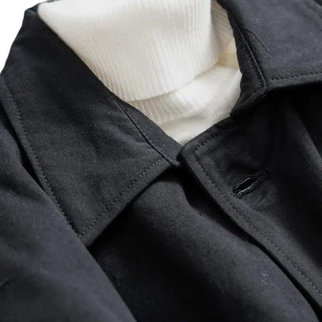 宫奴 日系复古潮牌简约纯色百搭休闲加厚中长款风衣棉服 男女同款