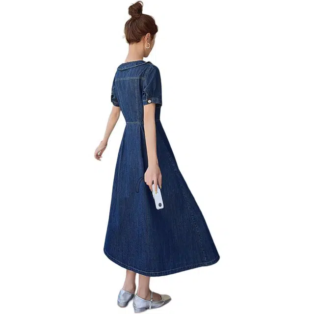 恒源祥 夏季时尚潮流女士牛仔面料服装短袖连衣裙 女款
