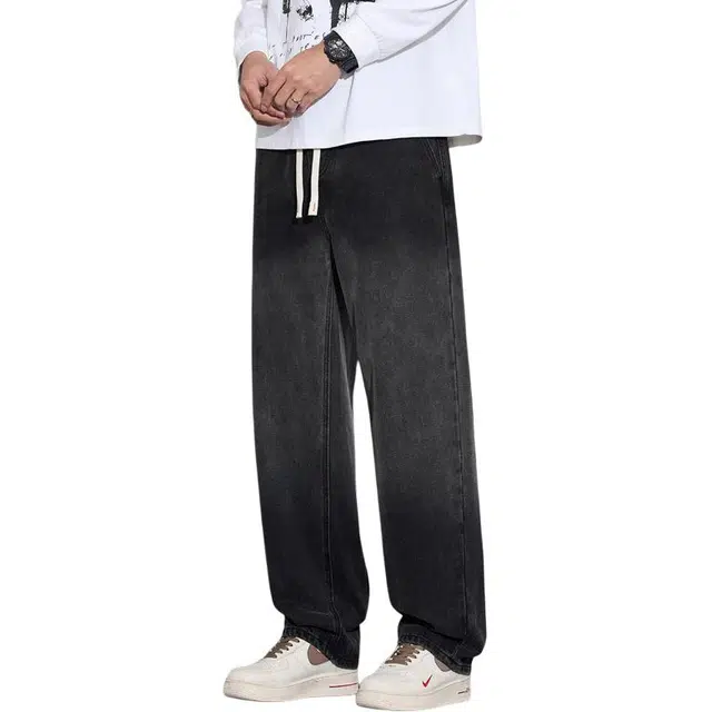 太子龍 夏季潮流休闲时尚直筒日常系带牛仔裤 男款