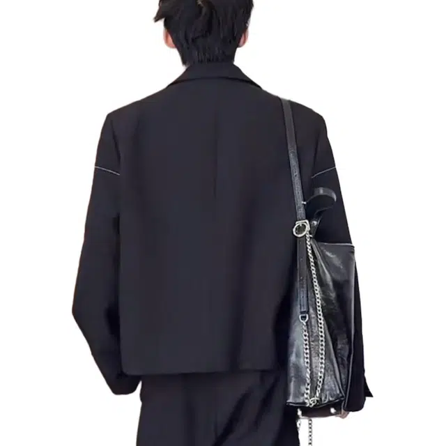 袋鼠 韩版垫肩小众设计老钱风短高街休闲痞帅外套轻奢西服个性高级感西装 男女同款