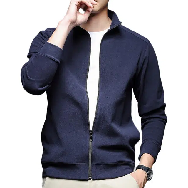 卡丹狄诺 亲肤软糯德绒拉链开衫户外休闲运动纯色立领夹克绒感外套 男款