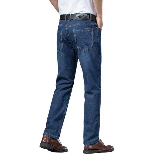 炳盛 薄款高端冰丝宽松直筒商务休闲长裤子牛仔裤 男女同款