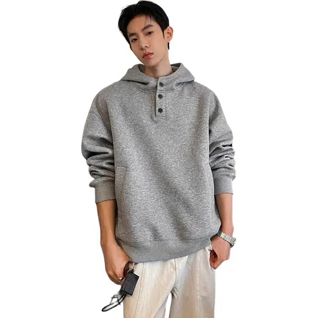 佐菲利 美式重磅潮牌宽松休闲连帽纯色长袖卫衣 男女同款