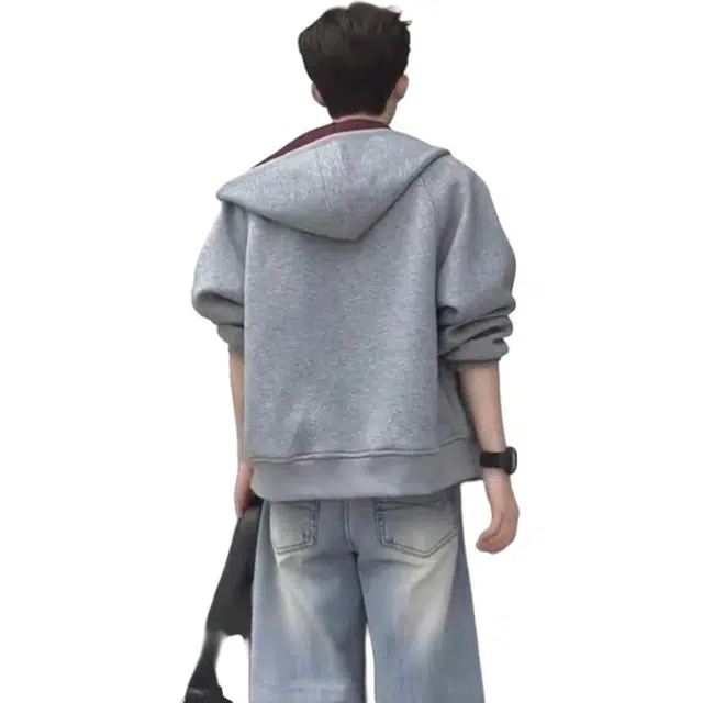 单爵 秋冬美式高街结构双层双面连帽卫衣 男女同款