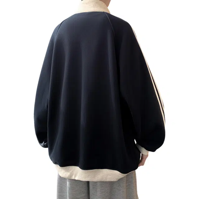 单爵 韩系三条杠短款外套男秋季立领条纹开衫美式休闲卫衣 男女同款