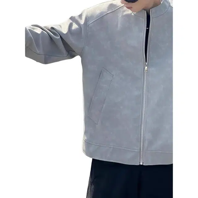 唐启  美式高街休闲简约高级感痞帅皮衣外套百搭潮流雾感机车夹克 男女同款