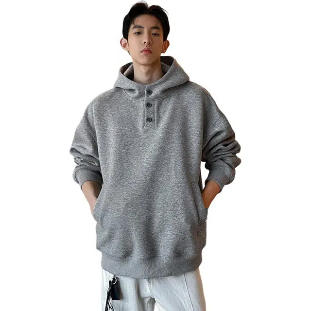 佐菲利 美式重磅潮牌宽松休闲连帽纯色长袖卫衣 男女同款