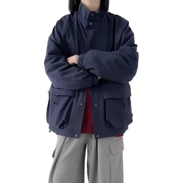 半空山 美式复古潮牌工装机能风立领休闲纯色大口袋山系户外运动日常通勤防风防泼水百搭基础款飞行员教练夹克 男女同款