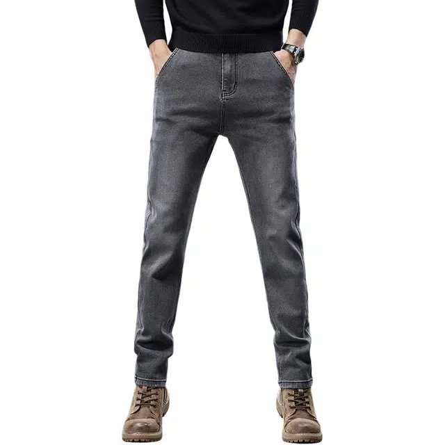 海尔斯 百搭美式高街做旧水洗舒适修身中腰牛仔裤 男款