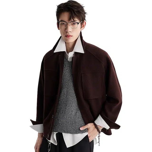 LESS IS MORE Stripe Texture Warm Coat