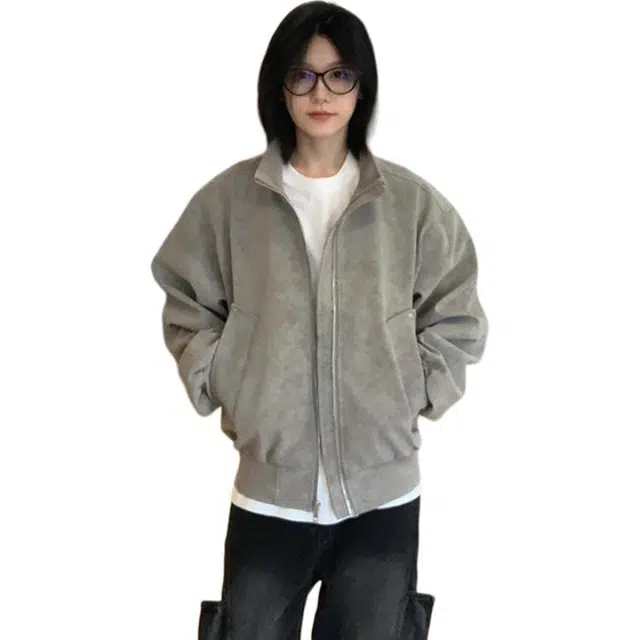 单爵 美式复古扎染皮衣外套男秋季穿搭短款飞行员夹克 男女同款