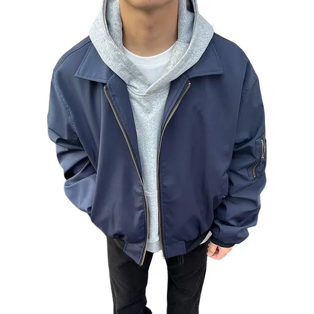 单爵 短款外套男款秋季美式硬挺飞行夹克 男女同款