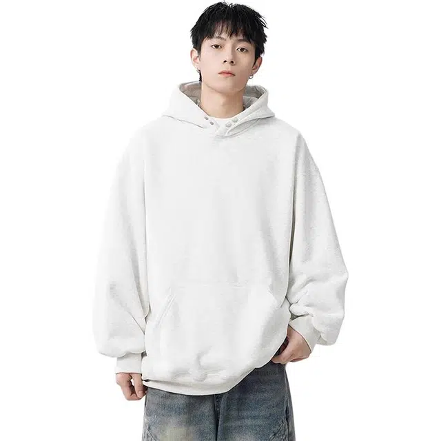 单爵 美式重磅纽扣连帽男春季潮牌宽松卫衣 男女同款