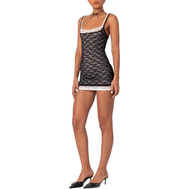 edikted Vivian Layered Lace Mini Dress