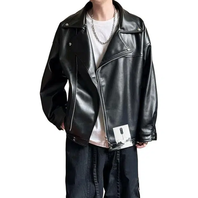 【美式痞帅休闲斜拉链机车皮衣】布客行 潮酷前卫霸气有型不羁亲肤柔软顺滑小众设计高级感百搭宽松日常个性做旧外套夹克 男女同款