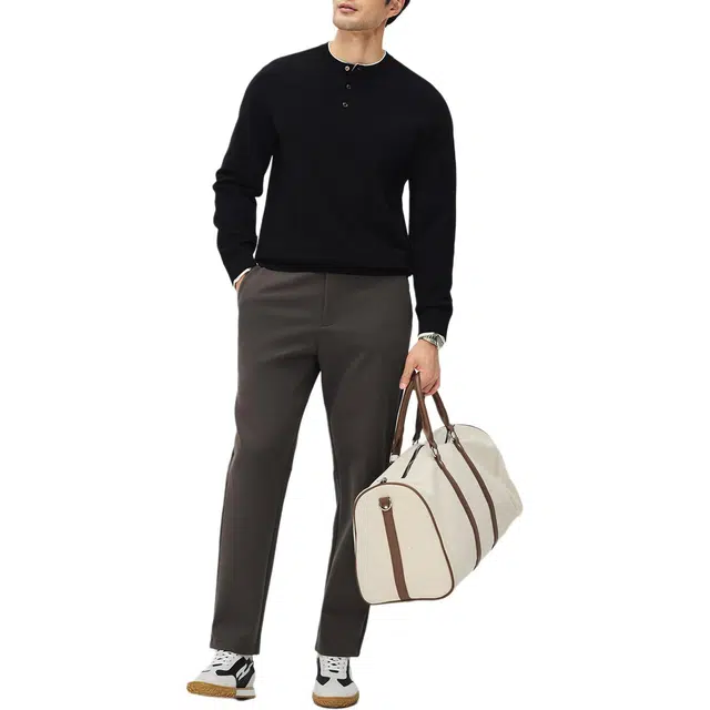 丹宁哲学 抗皱舒适轻量通勤风直筒中腰休闲裤 男款