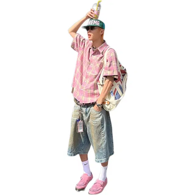 徐百货 复古宽松休闲短袖衬衫 男女同款
