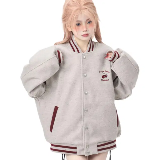 沐诚阳译  美式宽松拼接情侣外套女春秋款设计感小众飞行员夹克棒球服 男女同款