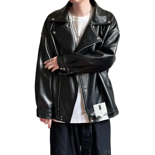 【美式痞帅休闲斜拉链机车皮衣】布客行 潮酷前卫霸气有型不羁亲肤柔软顺滑小众设计高级感百搭宽松日常个性做旧外套夹克 男女同款