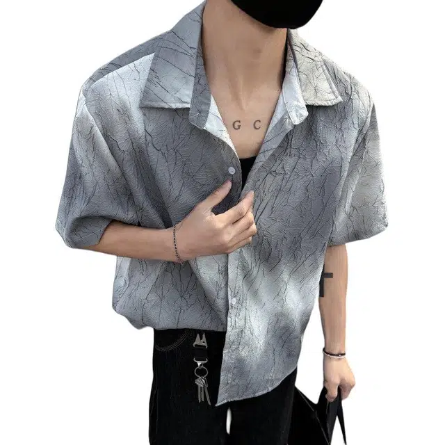 单爵 潮牌设计感小众休闲短袖衬衫 男女同款