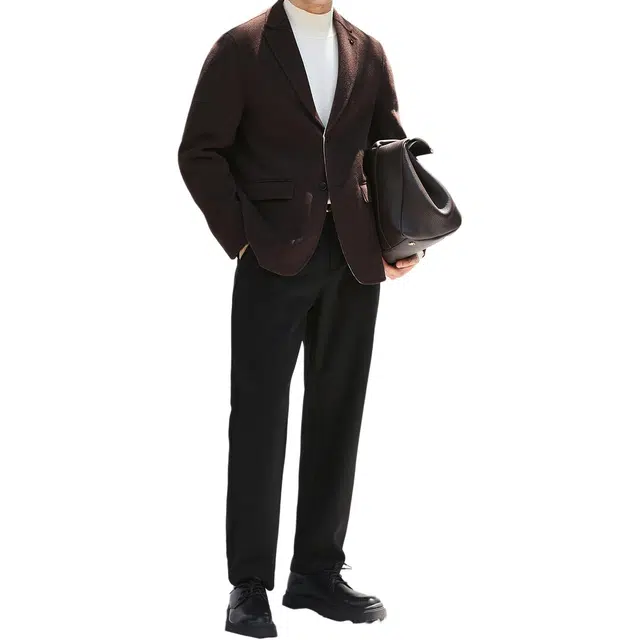 丹宁哲学 纯羊毛双面呢高端纯色长袖标准便服单西西装 男款