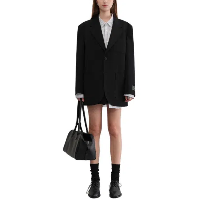 Dunst UNISEX OVERSIZED WOOL BLAZER BLACK
