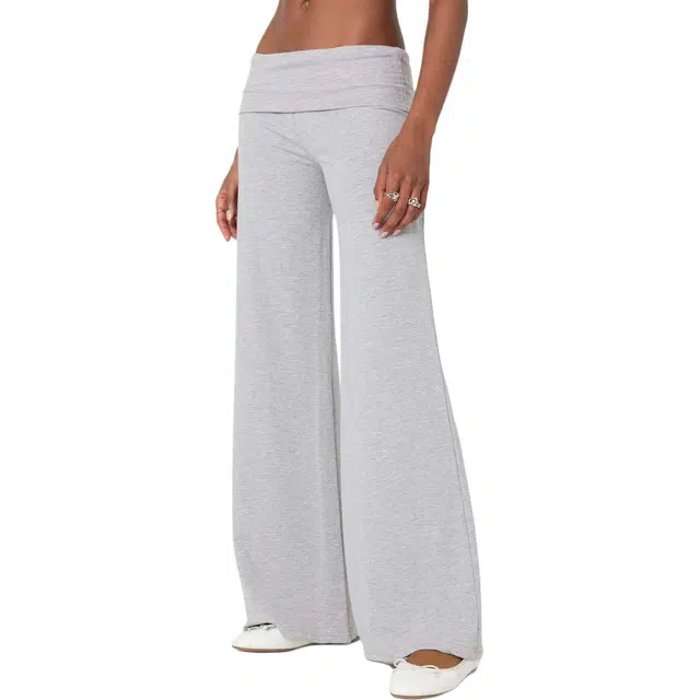edikted Wide Leg Fold Over Pants