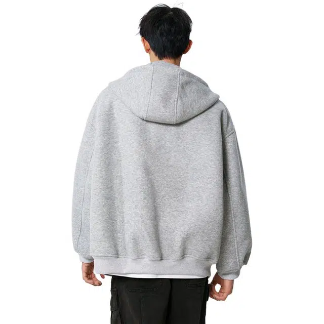 单爵 美式高街重磅连帽开衫男款潮牌硬挺衫卫衣 男女同款