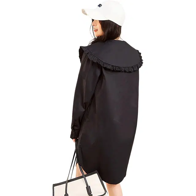 木果果木 学院风时尚舒适长袖连衣裙 女款 黑色