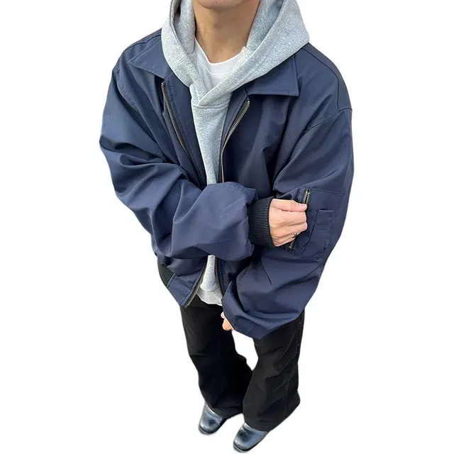 单爵 短款外套男款秋季美式硬挺飞行夹克 男女同款