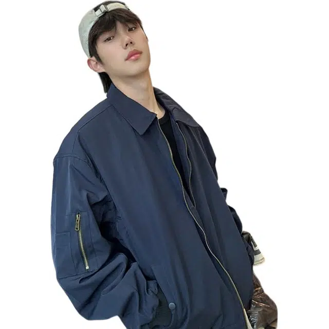 单爵 棒球服飞行男款秋季美式高街廓形翻领短款外套夹克棉服 男女同款