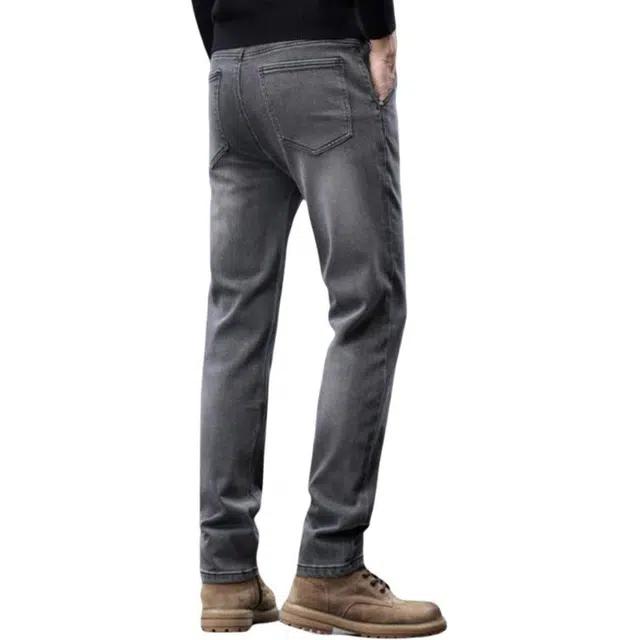 海尔斯 百搭美式高街做旧水洗舒适修身中腰牛仔裤 男款