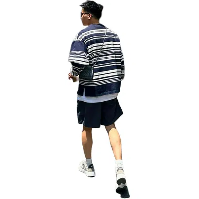 单爵 纯色美式宽松薄款速干运动系带五分休闲短裤 男女同款