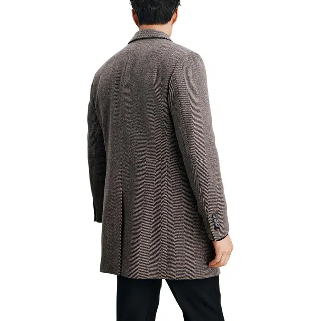丹宁哲学 纯羊毛戗驳领时尚西装领大衣 男款