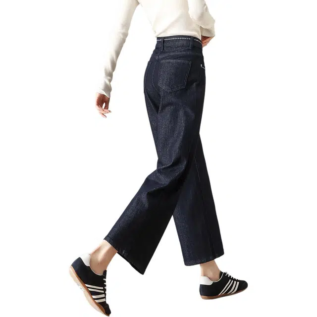 惟熙 直筒裤高腰刺绣九分裤牛仔裤 女款