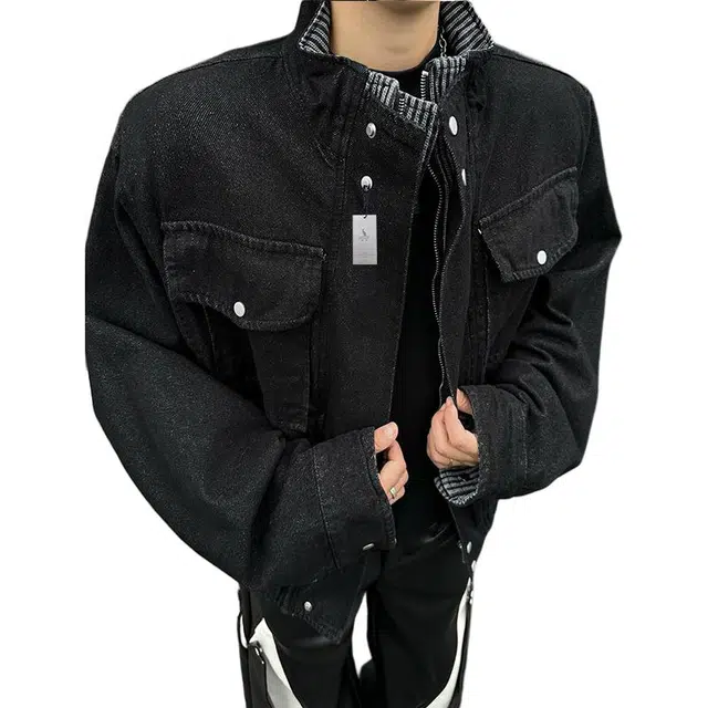 袋鼠 秋冬美式复古慵懒松弛氛围情侣百搭舒适休闲长袖设计感假两件高级牛仔外套夹克 男女同款