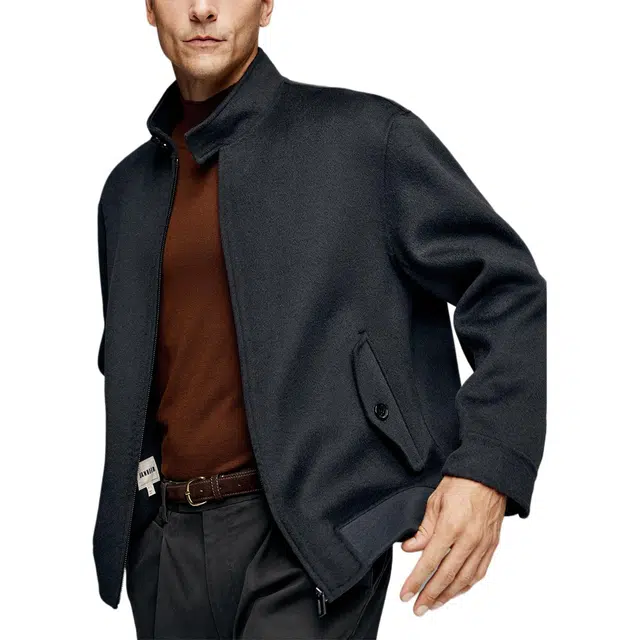 丹宁哲学 纯羊毛手工双面呢纯色长袖立领标准夹克 男款