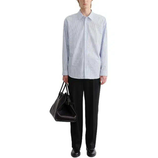 Dunst UNISEX INFORMAL SHIRT BLUE BROWN STRIPE