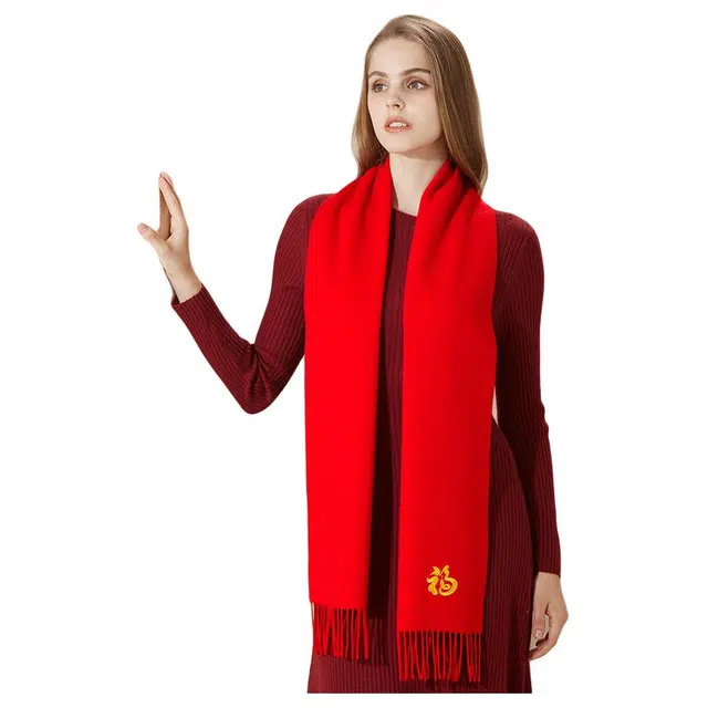 恒源祥 刺绣 羊毛 绒线围巾 女款