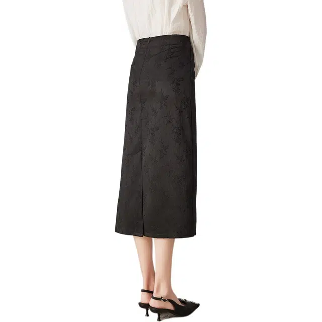 似水年华 春,夏,秋 春季百搭半截裙长袖连衣裙 常规 女款 黑色