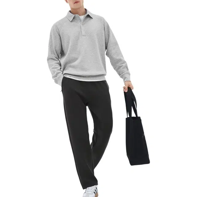 丹宁哲学 轻量舒适珠地纯色插肩袖极简风套头卫衣 男款