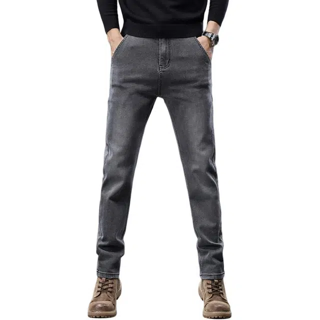 海尔斯 百搭美式高街做旧水洗舒适修身中腰牛仔裤 男款