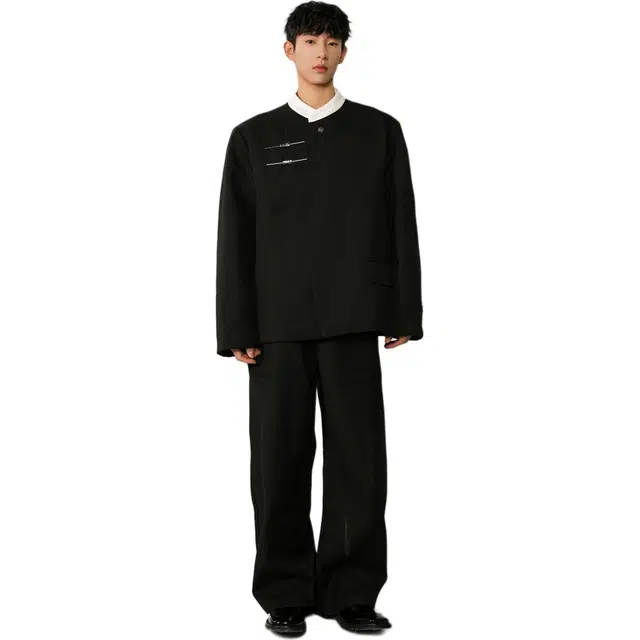 袋鼠 新中式撞色金属搭扣大码西服国风设计感潮牌休闲唐装外套西装 男女同款