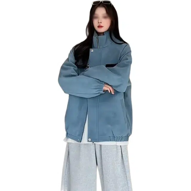 单爵 美式扎染皮衣外套秋季高级感痞帅立领短款飞行夹克 男女同款