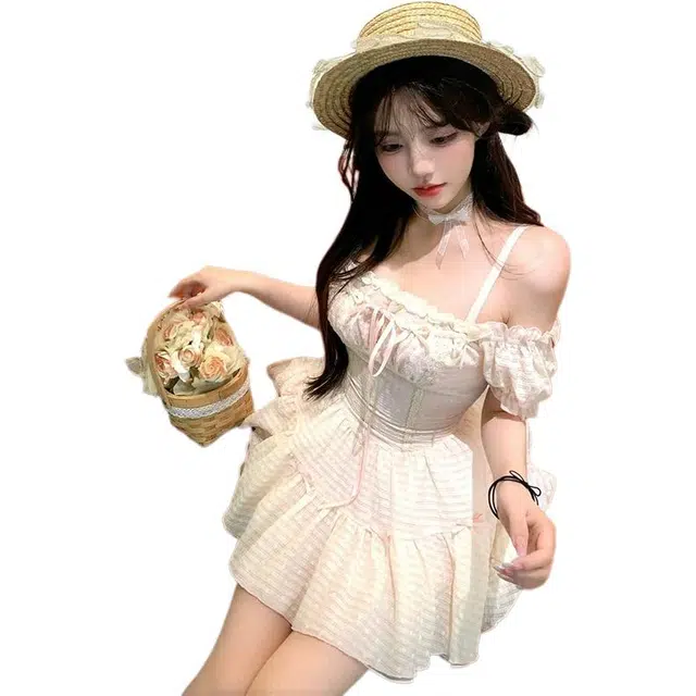 水中花 时尚舒适百搭气质休闲短袖连衣裙 女款