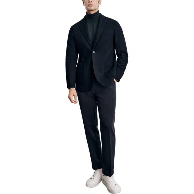 丹宁哲学 舒适弹力斜纹长袖平驳领标准便服单西西装 男款