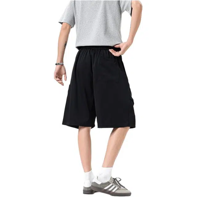 法文箱子 宽松五分纯色清新通勤运动百搭简约高街风休闲短裤 男款