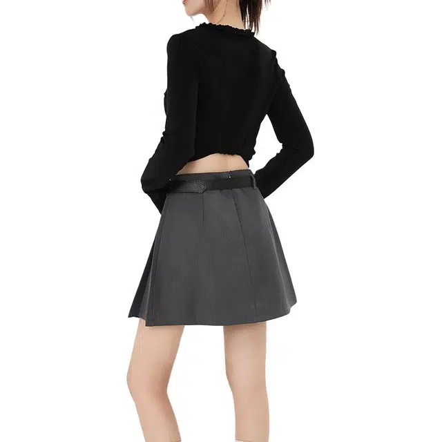 玫丝朵 韩版学院风高腰设计时尚百褶休闲短裙 女款